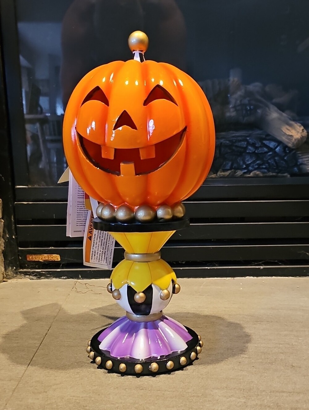 Halloween Light Up Jack-O-Lantern On Pedistall 14.5 " Tall